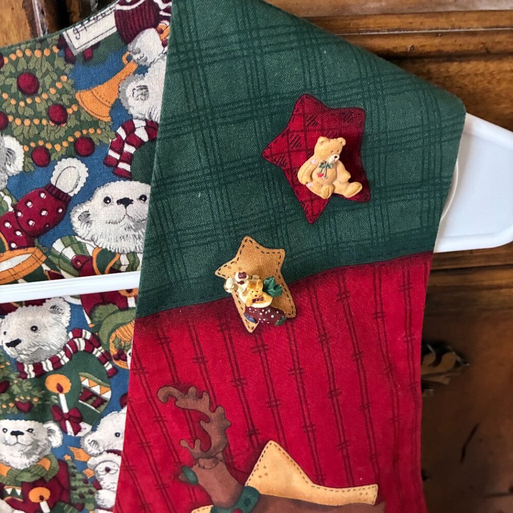 Handmade Christmas Vest Reversible M-L Bears Santa Village Women's Cottagecore. - Picture 3 of 8